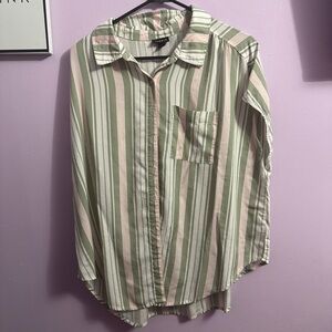 Torrid Striped Button-Up Shirt in pink and green